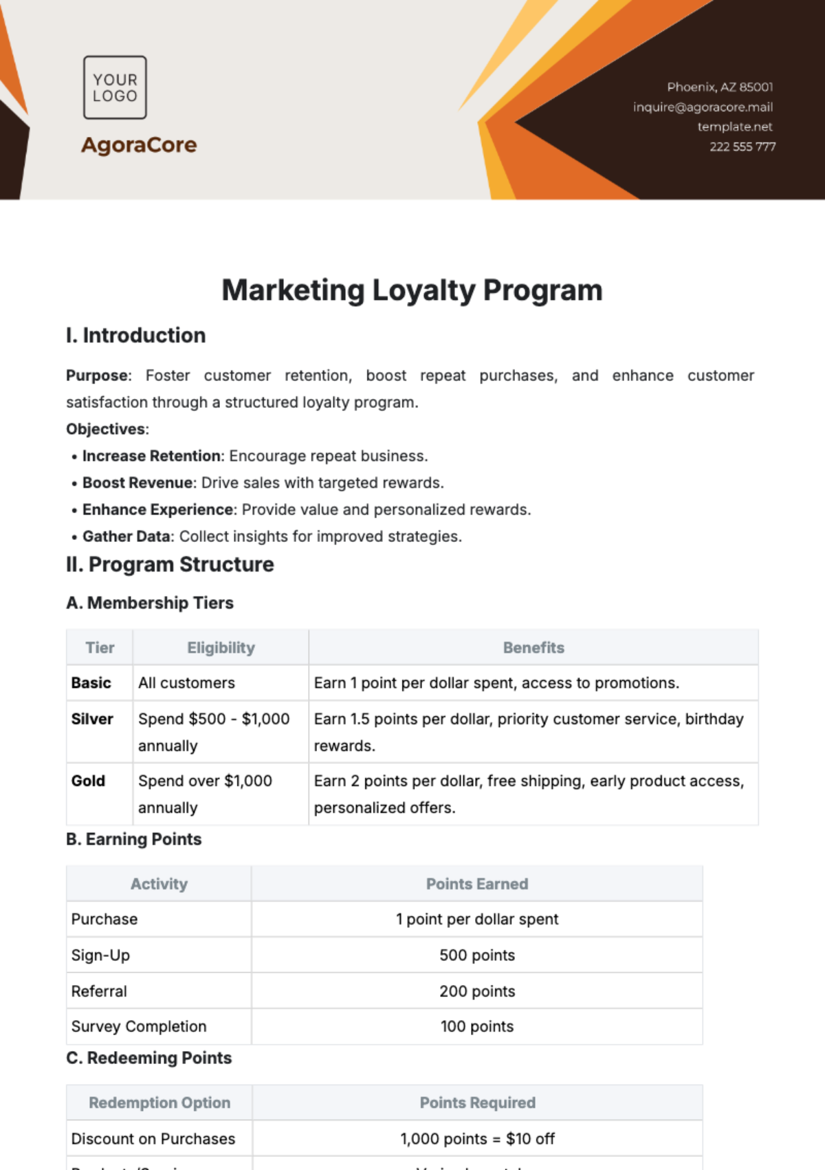 Free Marketing Loyalty Program Template to Edit Online