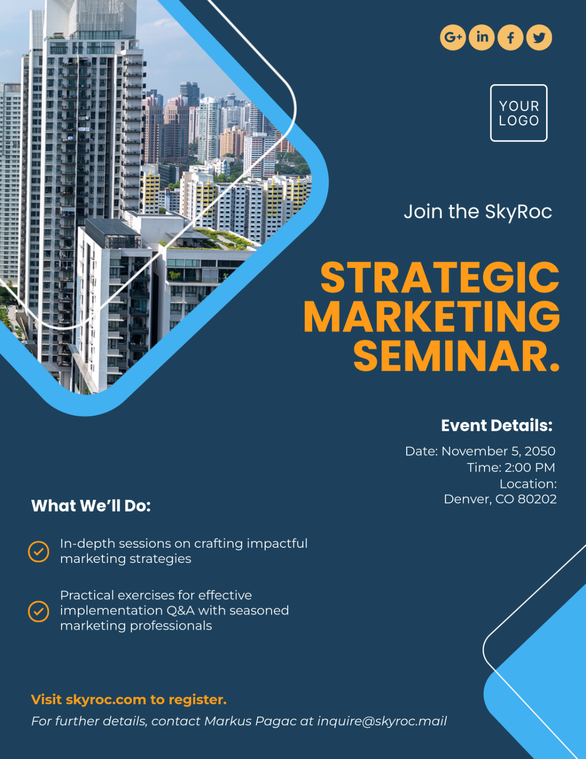 Free Marketing Seminar Flyer Template to Edit Online