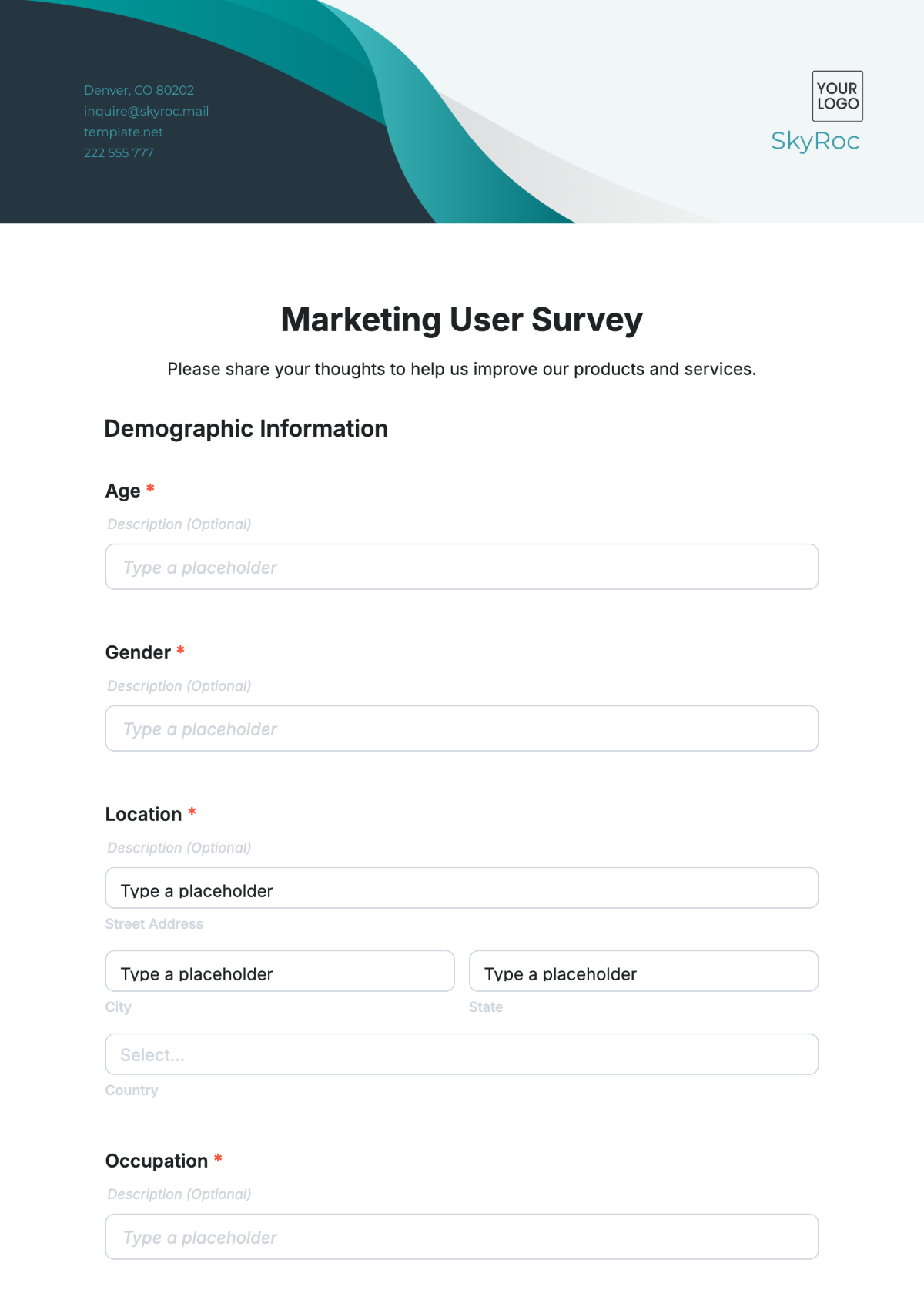 Free Marketing User Survey Template to Edit Online