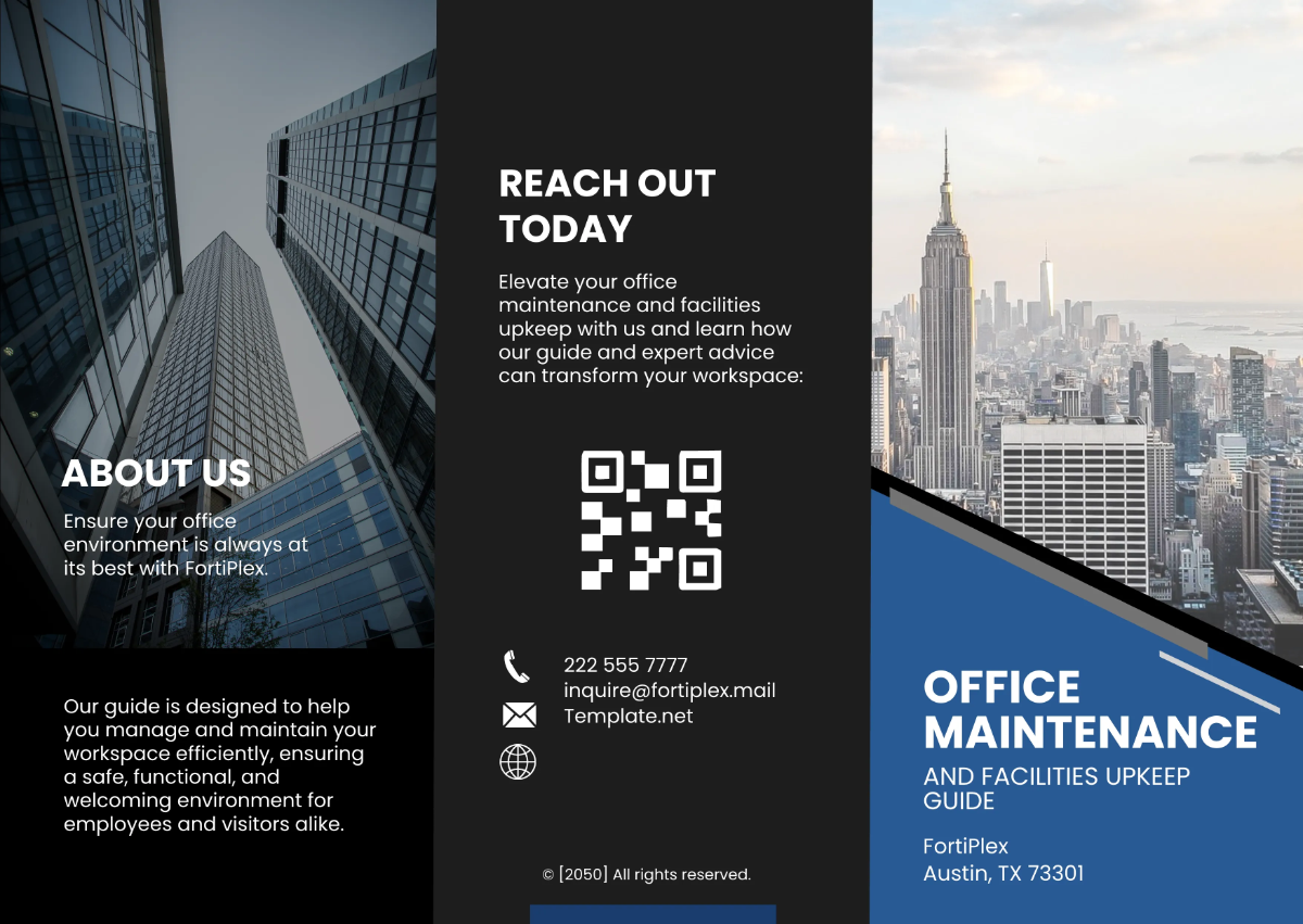 Free Office Maintenance and Facilities Upkeep Guide Pamphlet Template to Edit Online