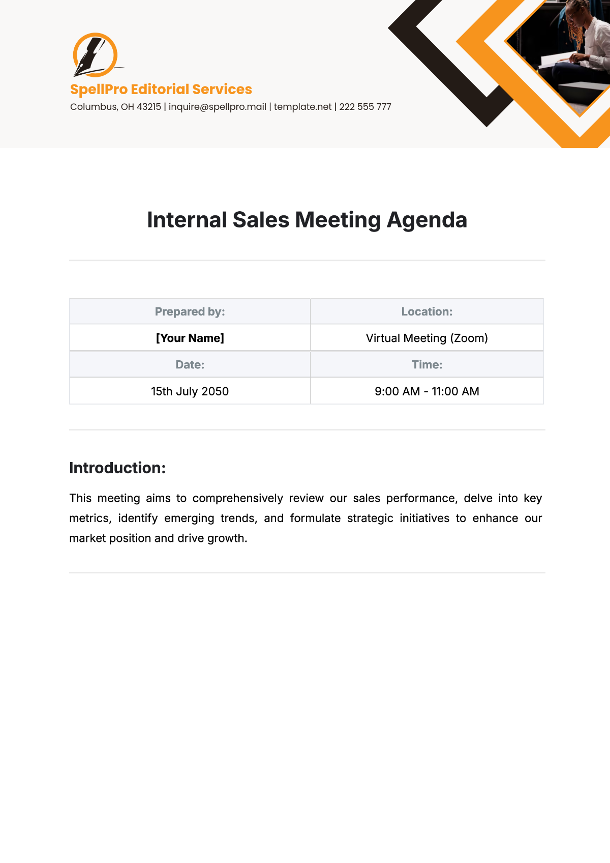 Free Sales Meeting Agenda Template to Edit Online