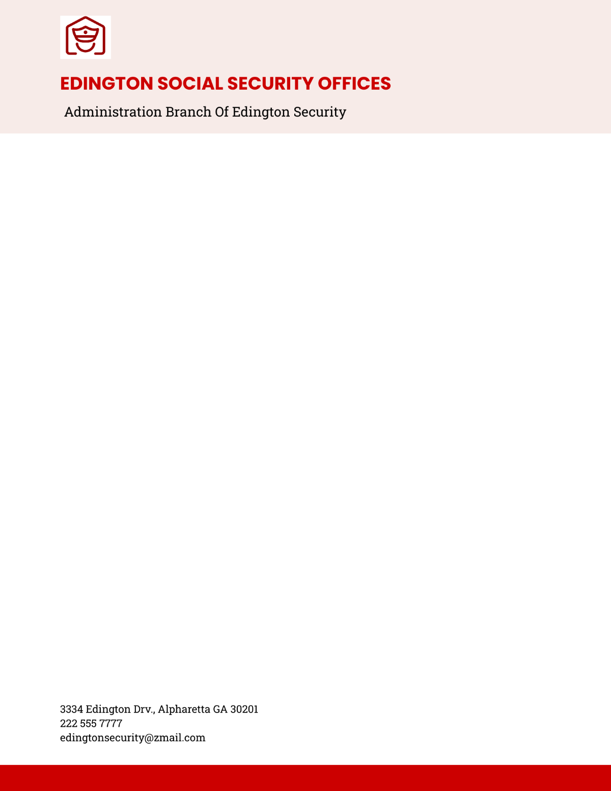 Free Social Security Administration Letterhead Template to Edit Online