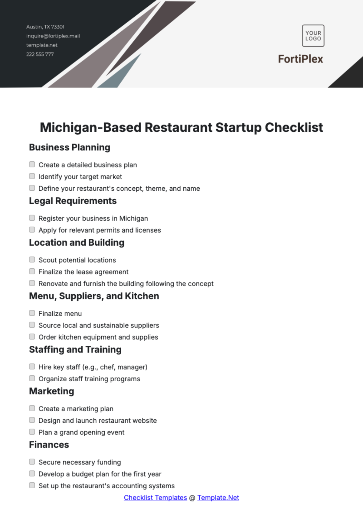 Free Startup Checklist Template to Edit Online